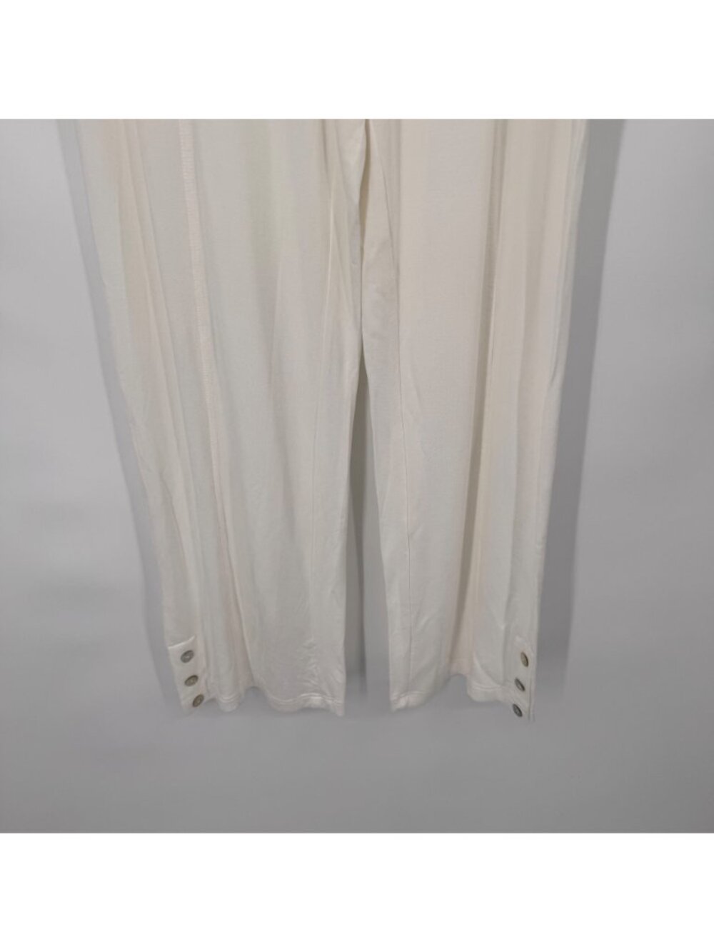 Peck & Peck Womens White Wide-Leg Pants  Button Detail size large pockets New - Picture 6 of 9
